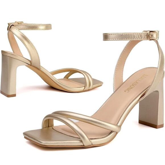 LULLASONG Ankle Strappy Heeled Sandals, Size 7 - Picture 1 of 13